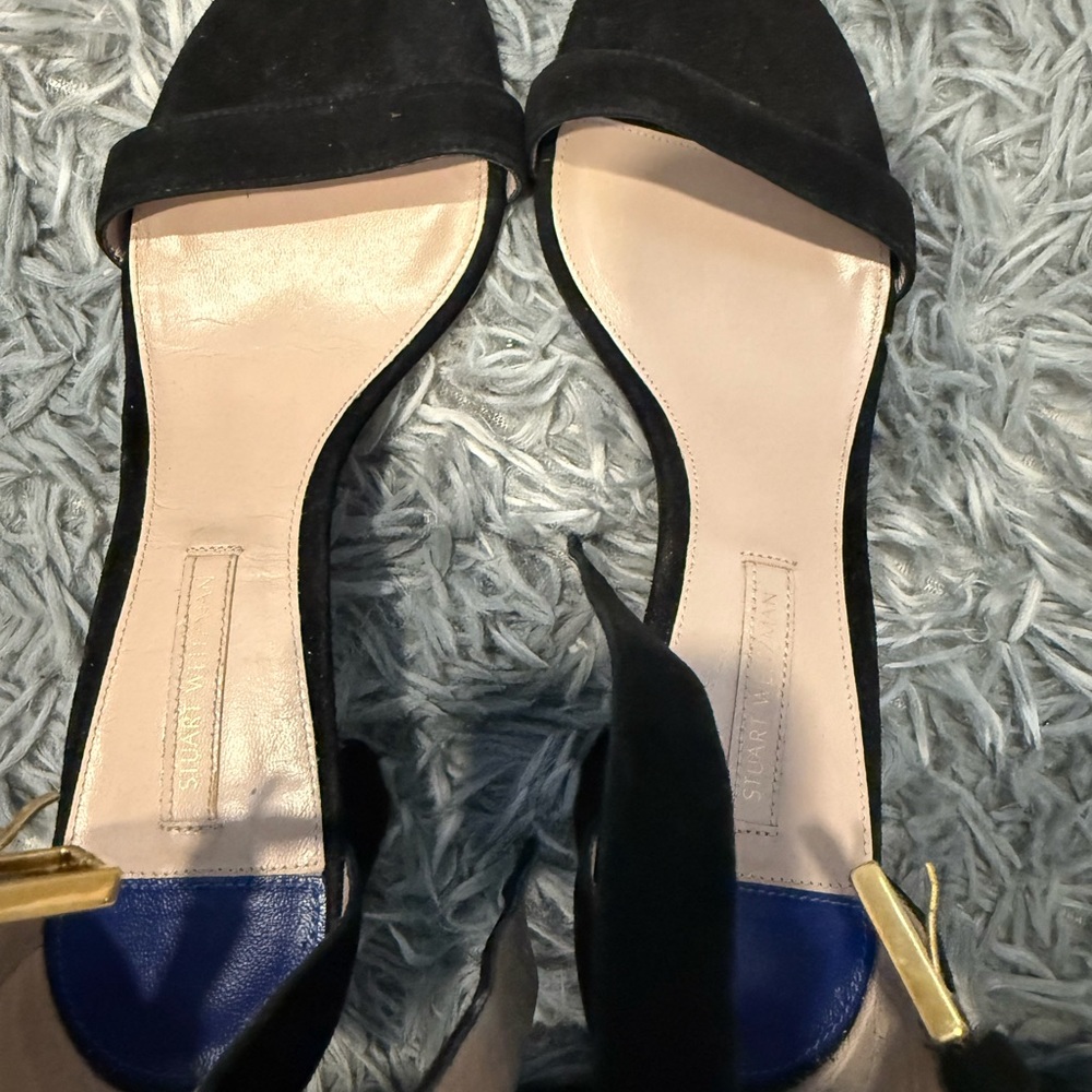 Stuart Weitzman Black and Gold Elegant Heels